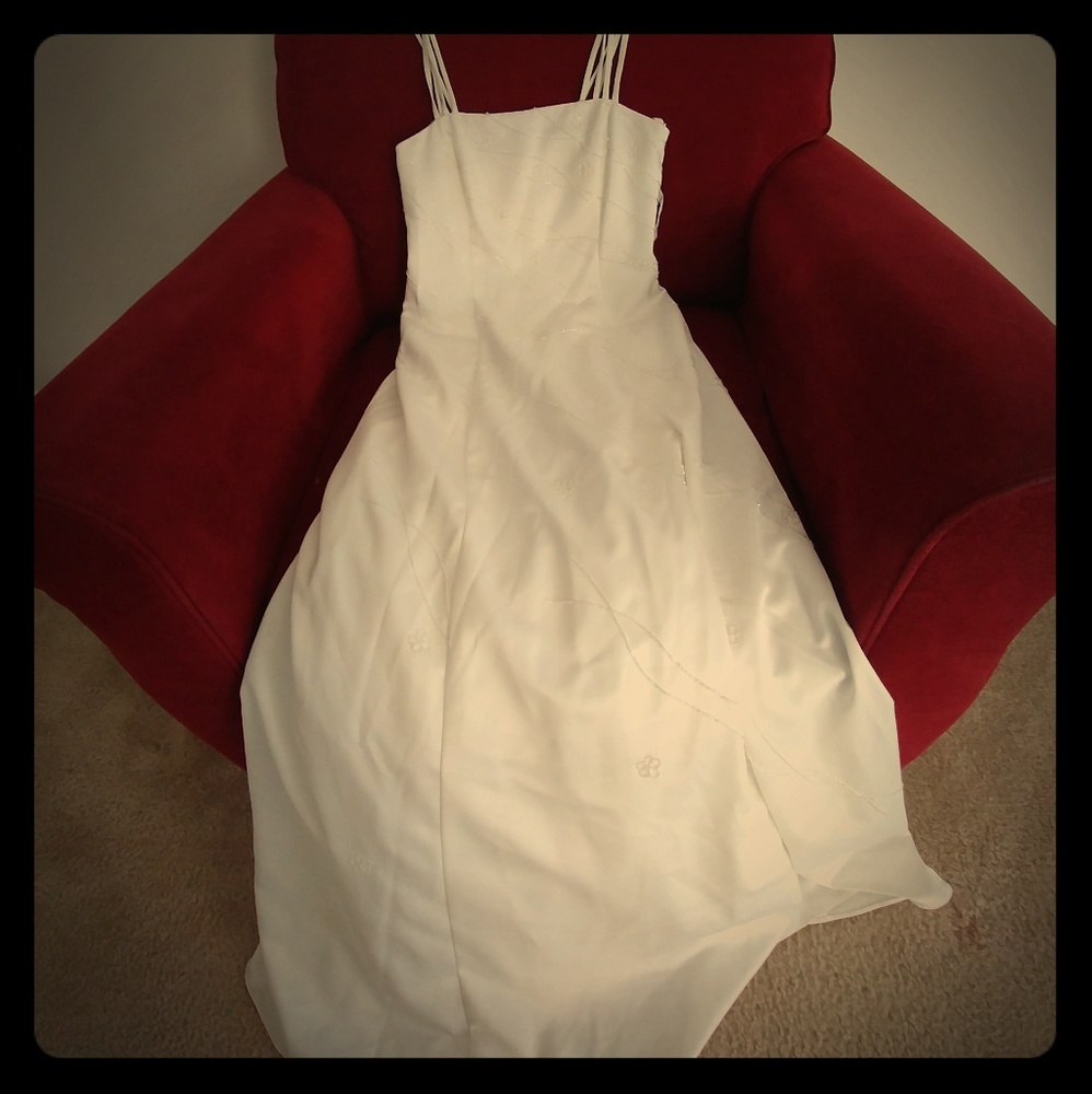 Niki Lavis satin beaded white wedding gown
